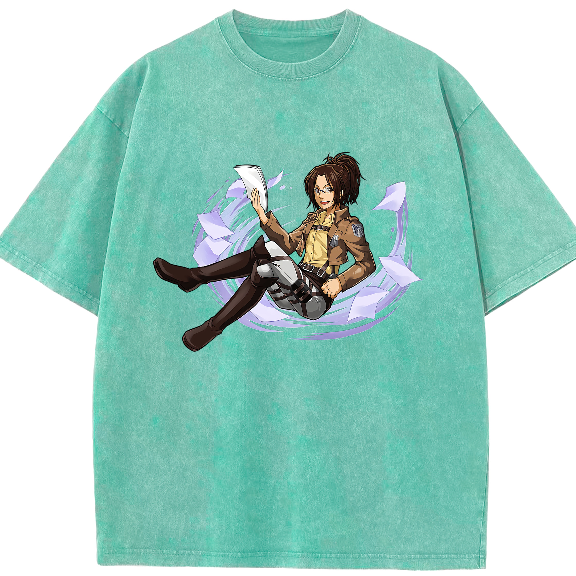 （画像用） 進撃の巨人 ハンジ·ゾエ Attack on Titan Hanji Zoe 綿100% ヴィンテージ風 半袖Tシャツ（フロントプリント）